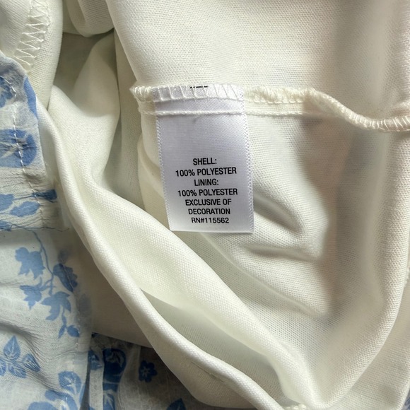 Disney Princess Floral Romper Blue White Long‎ Sleeve eyelet Waist Ruffle M - Picture 4 of 7